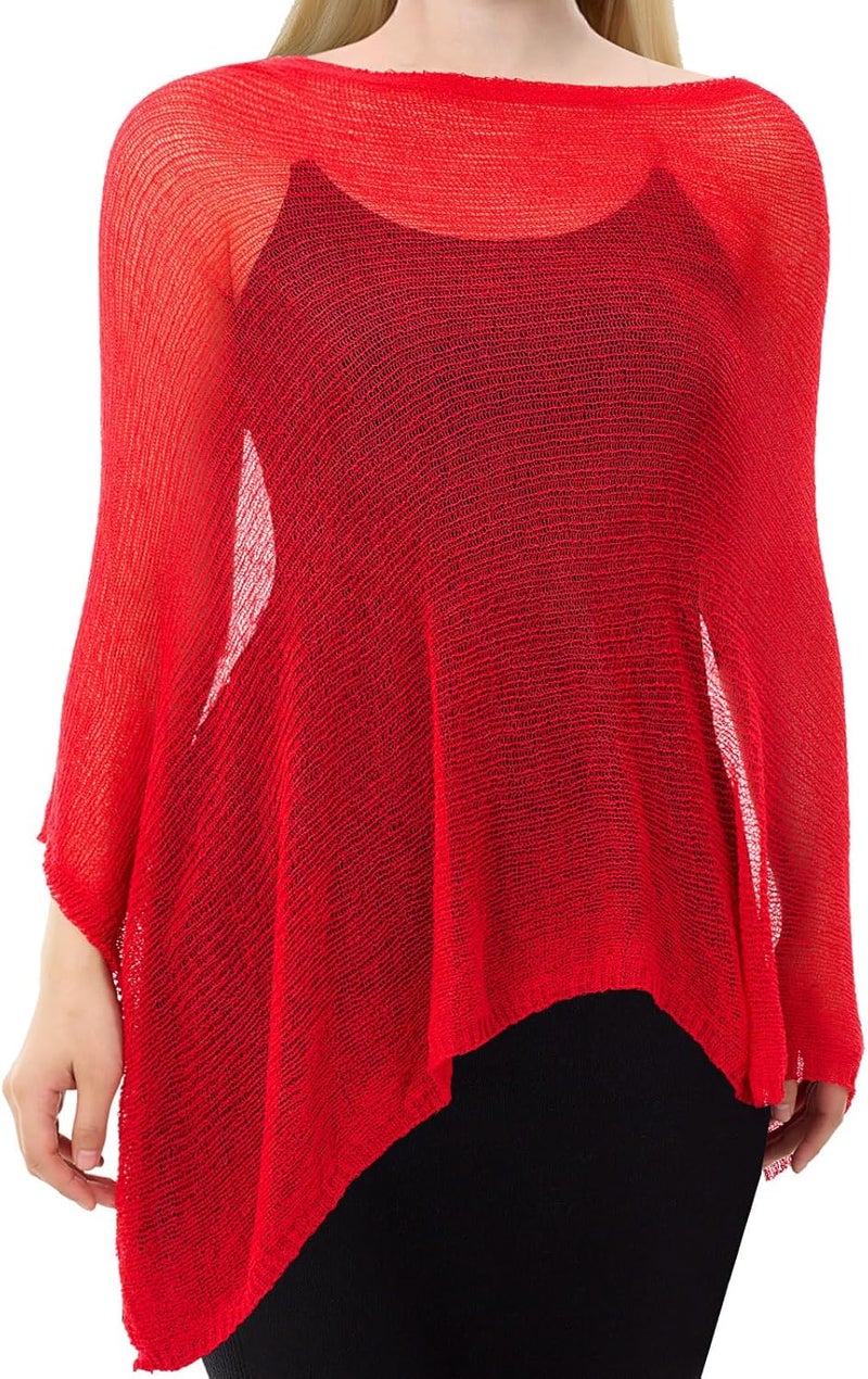 Jamntower 1 Pcs Women Sheer Poncho Shrug Summer Sheer Blouse Top Lightweight Poncho Sheer Bolero for Formal Evening Dress - Image 1